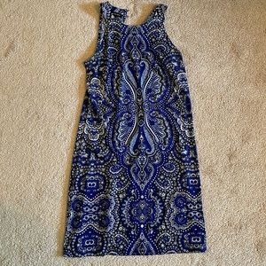 INC Blue paisley midi dress size medium